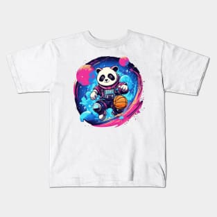 Panda playing basketball in space Kids T-Shirt